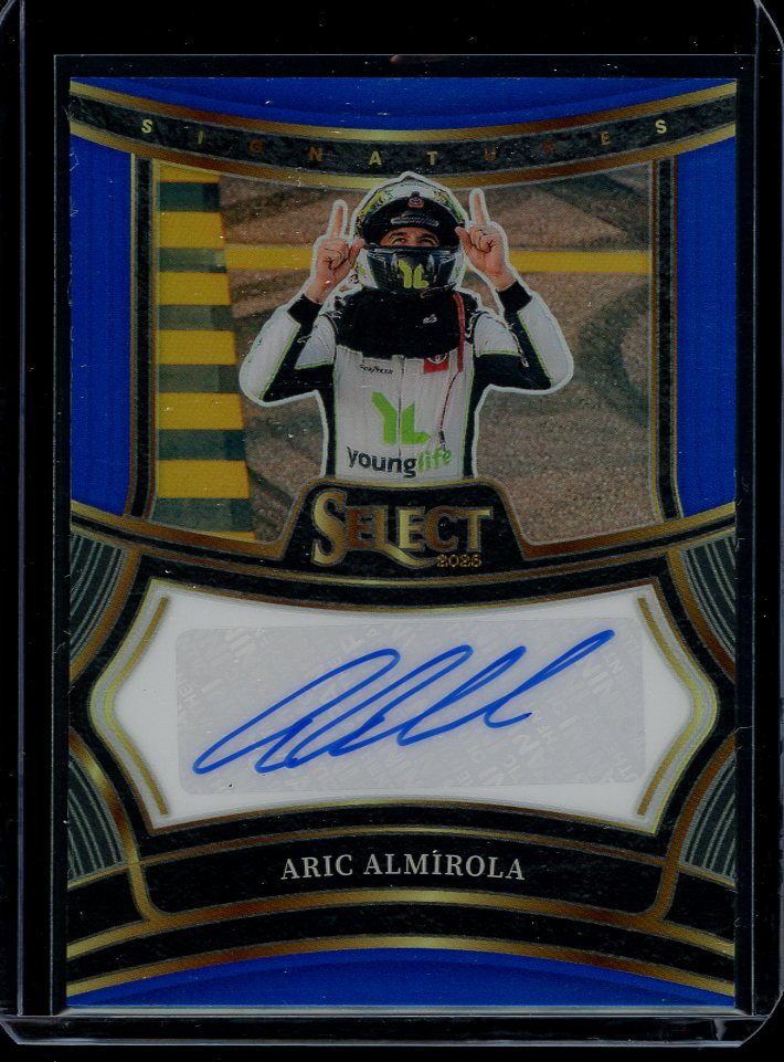 2025 Aric Almirola Signatures Prizm Blue 36/99 Select Racing autograph card