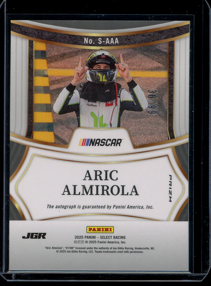 2025 Aric Almirola Signatures Prizm Blue 36/99 Select Racing autograph card