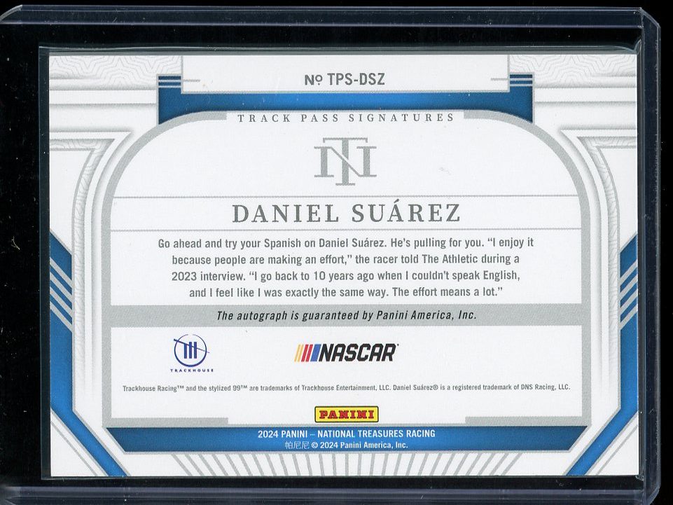 2024 Daniel Suarez Autograph 10/25 National Treasures Racing card