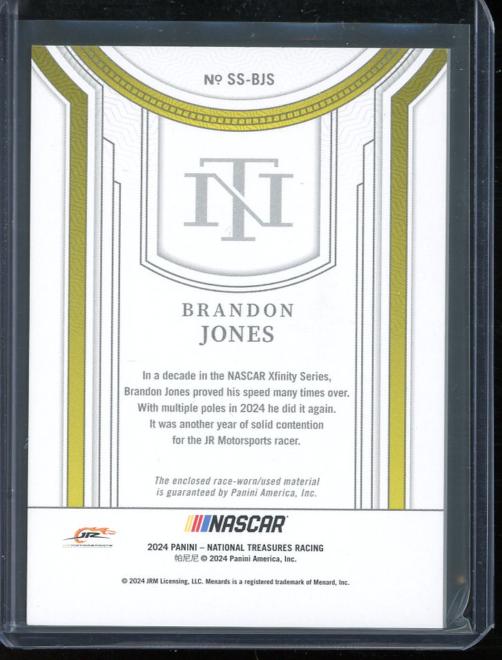 2024 Brandon Jones Silhouettes Memorabilia 56/99 National Treasures Racing card