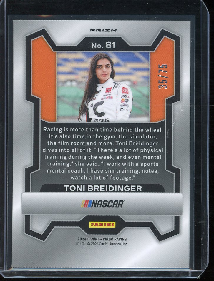 2024 Toni Breidinger Checkered Flag Prizm 35/75 Panini Prizm Racing card