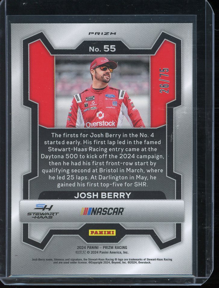2024 Josh Berry Checkered Flag Prizm 26/75 Panini Prizm Racing card