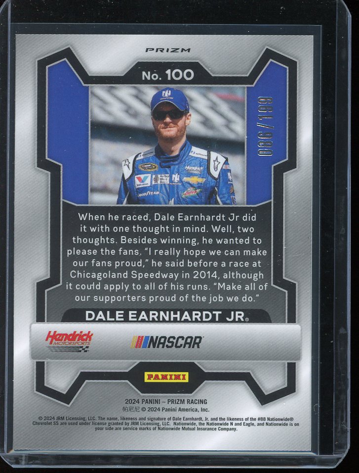 2024 Dale Earnhardt Jr Blue Prizm 86/199, Dale Earnhardt Jr Prizm, Prizm Racing, NASCAR Parallel Card, Racing Cards, Panini Racing Cards, NASCAR Trading Cards