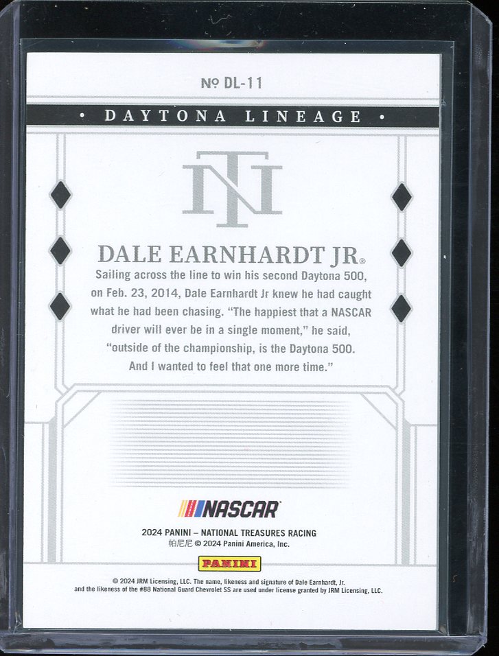 2024 Dale Earnhardt Jr Daytona Lineage 9/25 from National Treasures Racing featuring a premium NASCAR insert card.