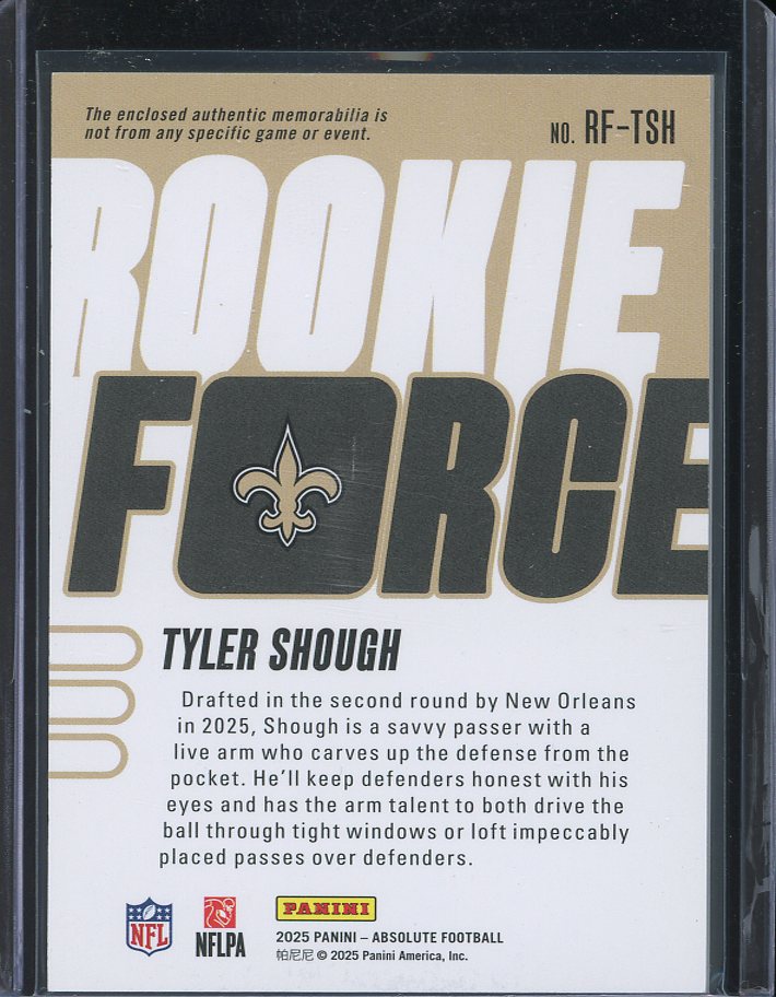 2025 Tyler Shough Rookie Force Patch Absolute Football card