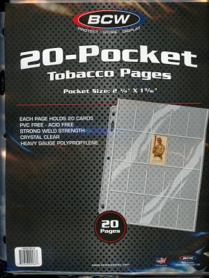 BCW 20 Pocket Tobacco Pages Pack of 20 Binder Pages